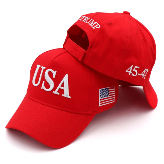 New 45-47 Donald Trump 2024 Red Baseball Caps Large Size USA Snapback President Hat Embroidery Wholesale Drop Shipping Hats