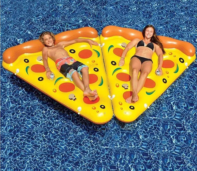 Pizza Floating Row Mount Adult Swimming Ring Floating Bed Lounge Chair Inflatable Floating Drainage Supplies Water Toys