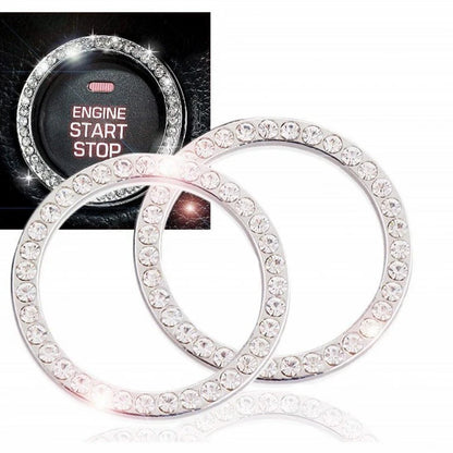 New Car One-key Start Button Decoration Ring with Diamond Rhinestone Circle Start Stop Switch Ring Car Interior Accessories