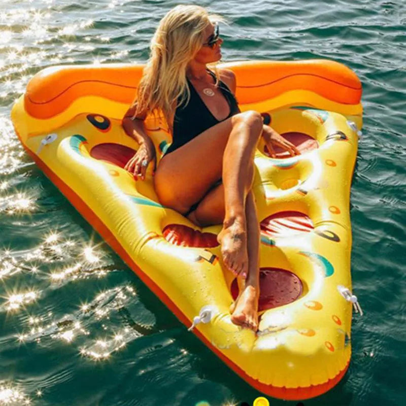 Pizza Floating Row Mount Adult Swimming Ring Floating Bed Lounge Chair Inflatable Floating Drainage Supplies Water Toys