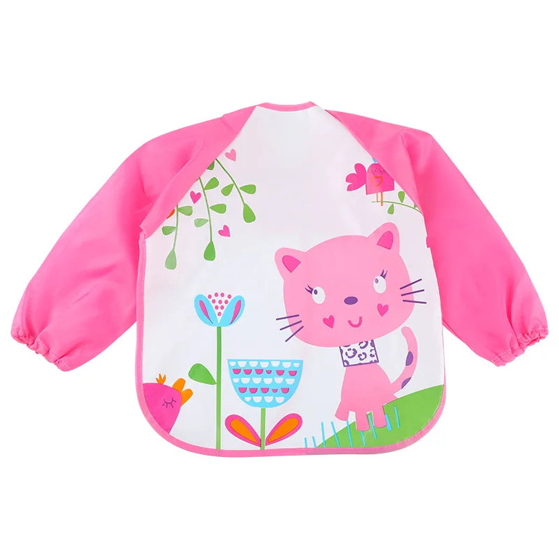 Children Feeding Smock Bib Burp Painting Drawing Soft Toddler Clothing Bandana Bibs Cute Baby Bibs Waterproof Long Sleeve Apron