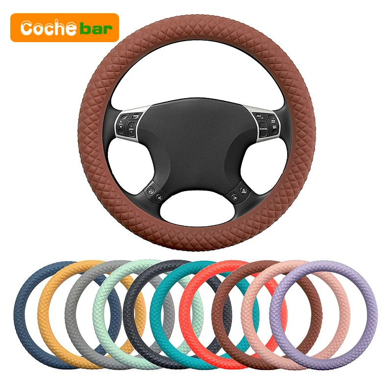 Silicone Steering Wheel Cover Diamond Pattern Anti Slip Car Accessories Interior Universal Steering Wheel Protective Decoration