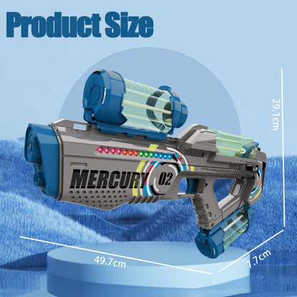 Summer Fully Automatic Electric Water Gun with Light Rechargeable Continuous Firing Party Game Kids Space Splashing Toy Boy Gift