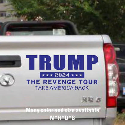 Car Trump 2024 THE REVENGE TOUR Stickers USA Pickup Truck Window Door Side Decor Decal Motor Vinyl Decoration Auto Accessories