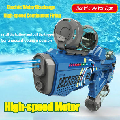 Summer Fully Automatic Electric Water Gun with Light Rechargeable Continuous Firing Party Game Kids Space Splashing Toy Boy Gift