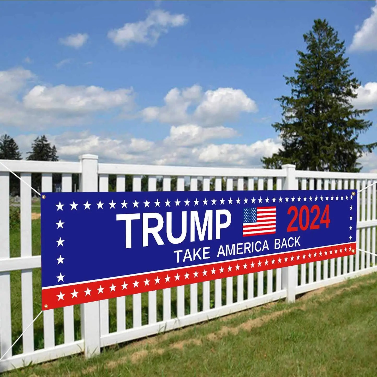 Trump Keep America Great Again 2024 Banners with 4 Grommets Polyester for Yard Advertising Outdoor and Indoor Hanging Decoration