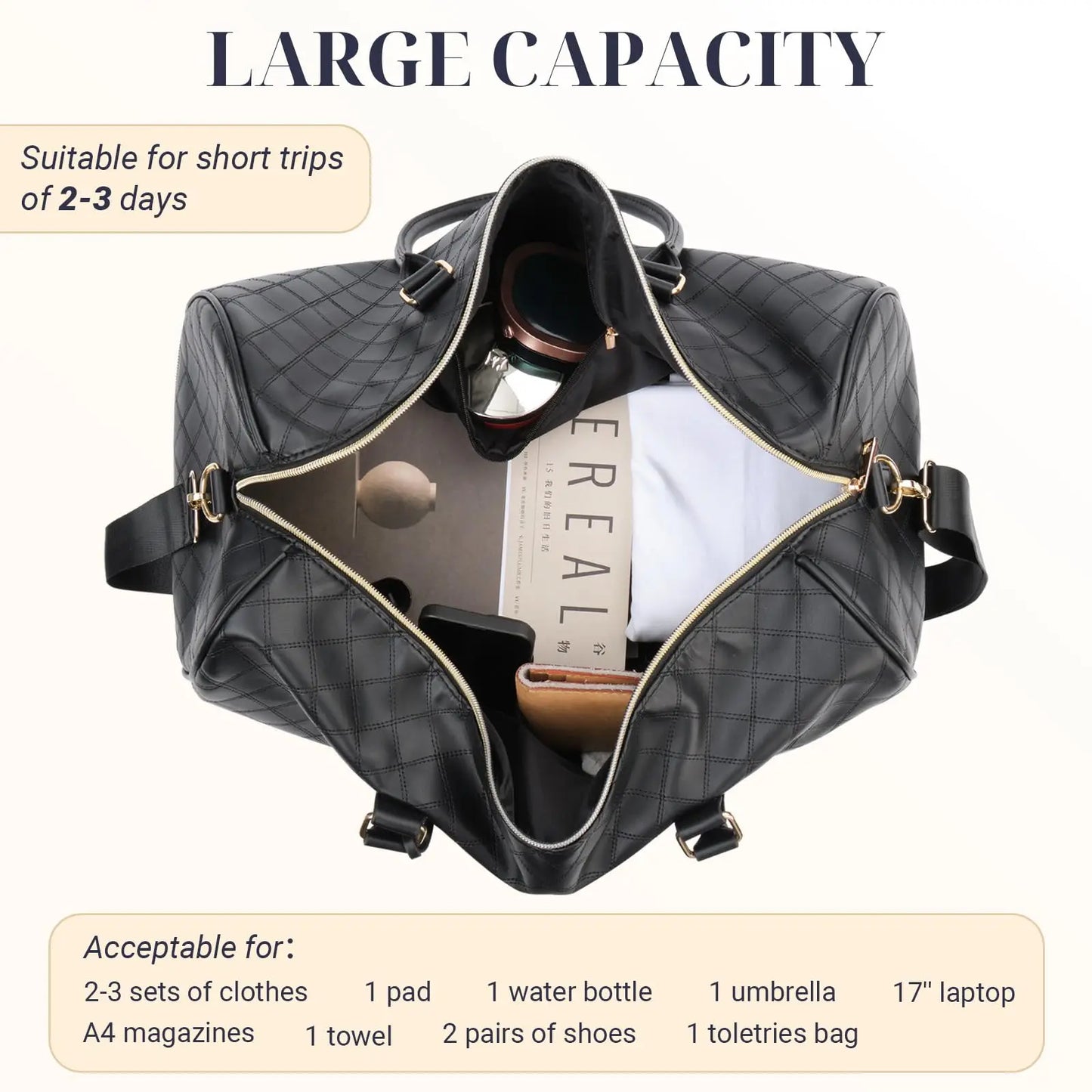 Weekender Garment Duffle Bag for Women Men Large Capacity Folding Overnight Travel Bag With Toiletry Bag Carry on Luggage Coach