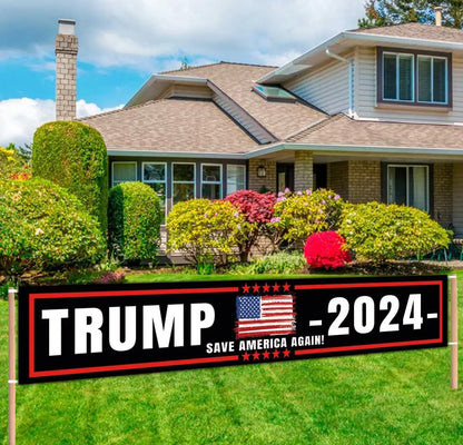 Trump Keep America Great Again 2024 Banners with 4 Grommets Polyester for Yard Advertising Outdoor and Indoor Hanging Decoration