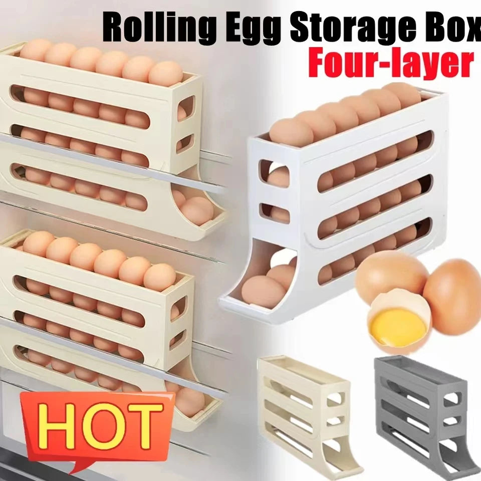 Refrigerator Egg Storage Box Kitchen Egg Box Storage Egg Box Large Capacity Dedicated Egg Carton Egg Rolling Egg Storage Box