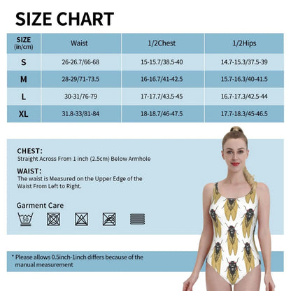 Cicada Ruffle One Piece Swimsuit Women Swimwear Push Up Monokini Sexy Print Bathing Suit Cicadoidea Cicada Cicadas Insect