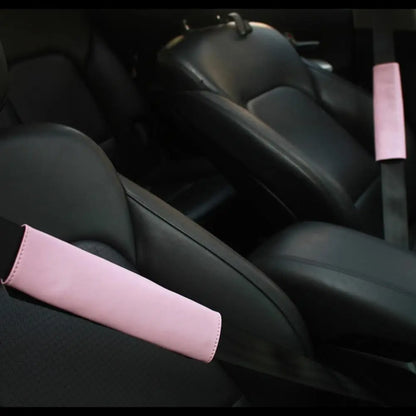 10 Pcs Leather Steering Wheel Cover For Women Cute Car Accessories Set With Seat Belt Shoulder Pads Cup Holders Car Decorations