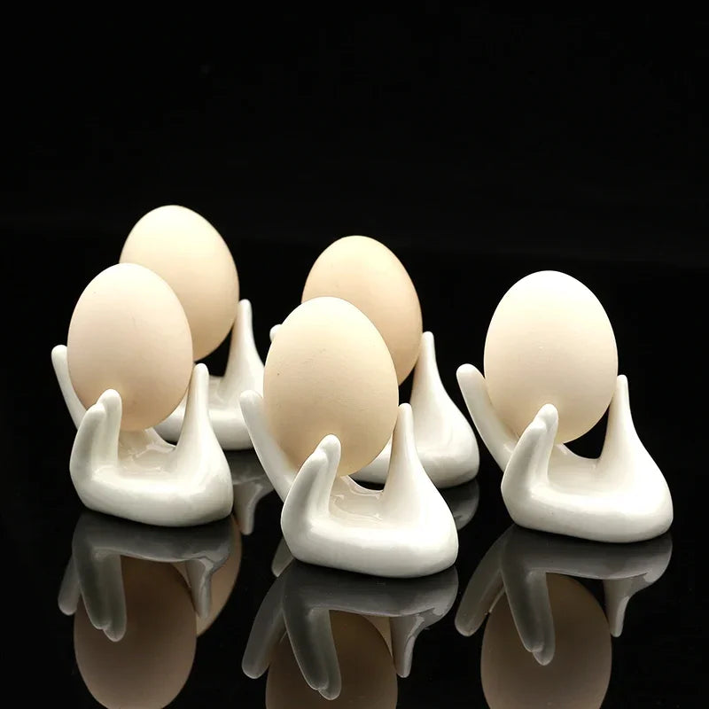 1 Pcs Hand Shape Ceramic Soft Or Hard Boiled Egg Cup Holder (Egg Holder) For Breakfast Brunch Egg Holder Container Egg Tools