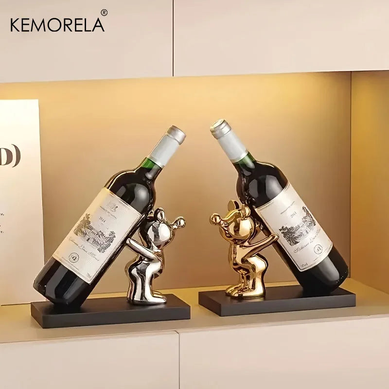 1/2 PCS Creative Wine Rack Ceramic Cartoon Decoration Living Room Home Decoration Cute Storage Rack Home Kitchen Bar Decoration