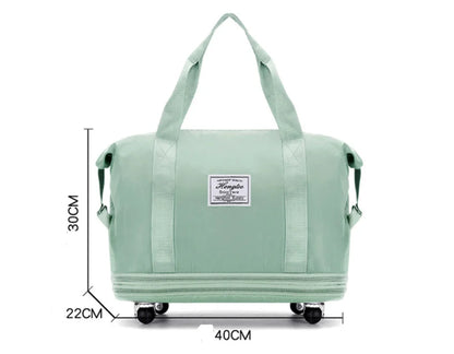 Women Heightable Extended Trolley with Wheel Detachable Double-layer Travel Luggage Nylon Suitcase Fitness Yoga Shoulser Bags