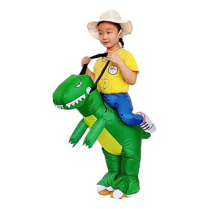 Child Adult Unisex Boy Girl Inflatable Green Dinosaur Cosplay Costume Kids Kindergarden Performance Halloween Carnival Party