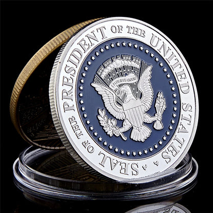 American 45th President Donald Trump Coin US White House The Statue of Liberty Silver Replica Coin Collection