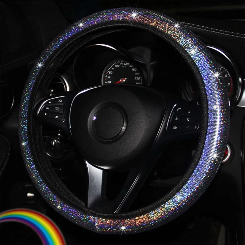 Bling Bling Diamond Rhinestones Car Steering Wheel Cover 37/38cm Auto Interior Accessories Women Case Car Styling Four Seasons