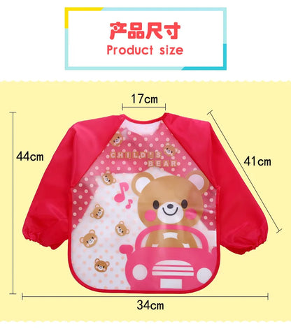 Children Feeding Smock Bib Burp Painting Drawing Soft Toddler Clothing Bandana Bibs Cute Baby Bibs Waterproof Long Sleeve Apron