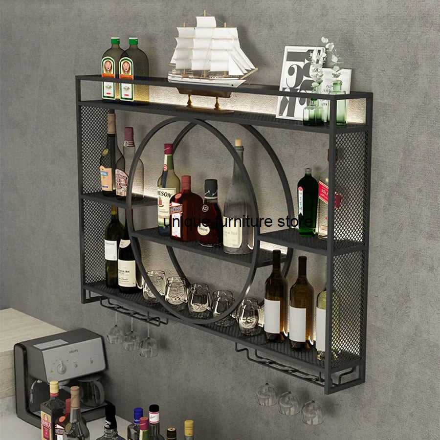 Wall Mount Wine Rack Bottle Holder Adapt Single Miniature Black Cup Glass Storage Wine Cabinet Decor Szafeczki Bar Furniture