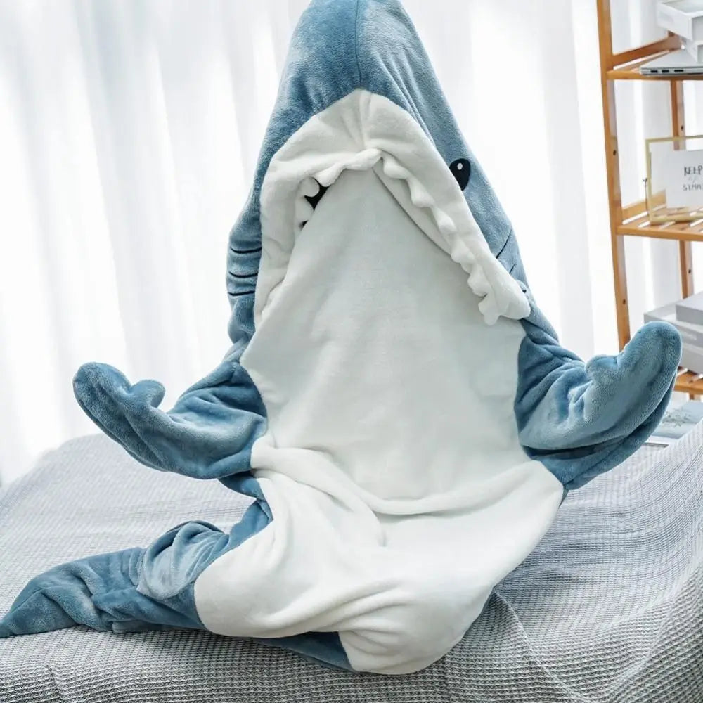 Cartoon Shark Sleeping Bag Pajamas Office Nap Shark Blanket Karakal High Quality Fabric Mermaid Shawl Blanket For Christmas Gift