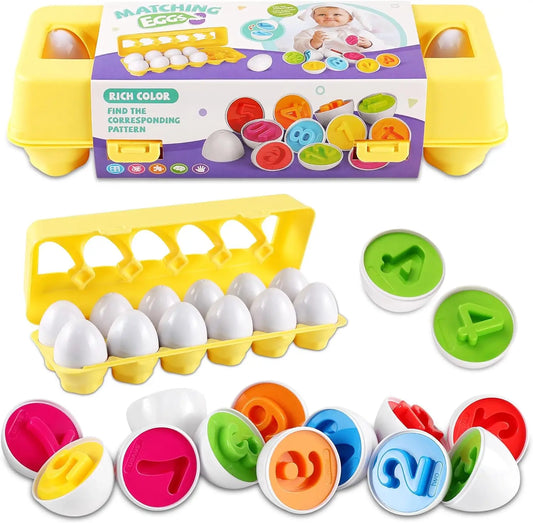 Easter Egg Educational Toys Number Geometric Shape Matching Montessori Eggs Toys Sorters for children 2 3 5 Years Teaching Tool