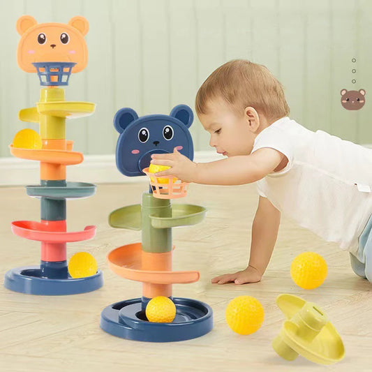 Montessori Baby Toy Rolling Ball Tower Montessori Educational Games For Babies Stacking Track Baby Development Toys 1 2 3 Years