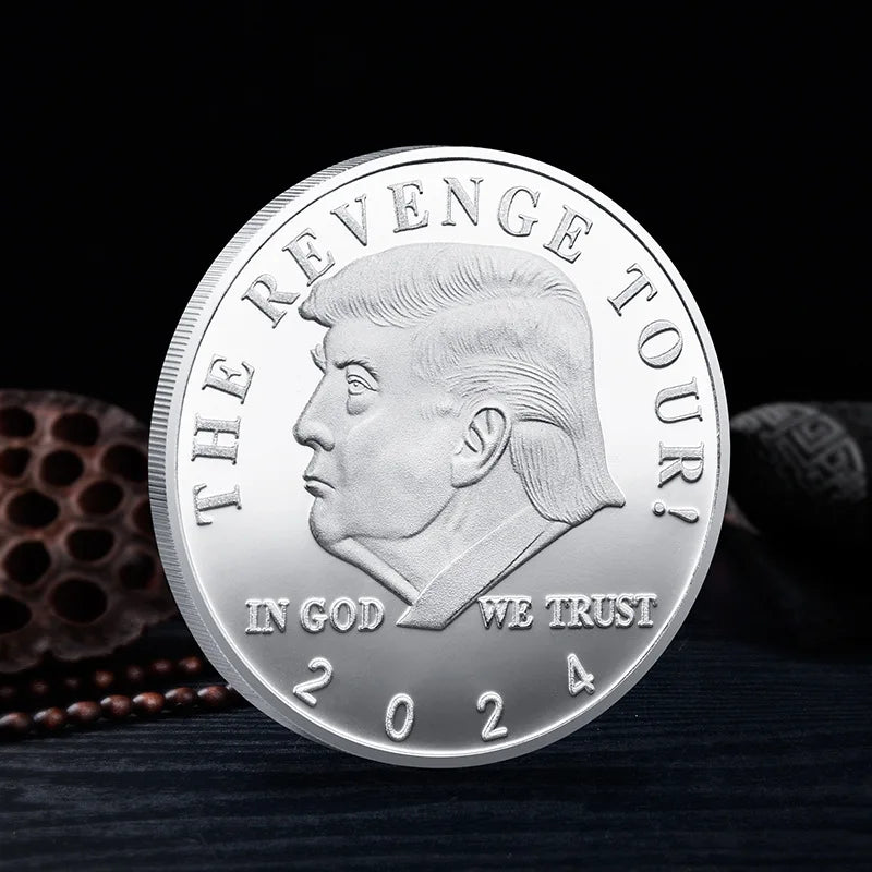 New 2024 President Donald Trump Silver Gold Plated EAGLE Commemorative Coin Donald J Trump Of US President THE REVENGE TOUR Coin