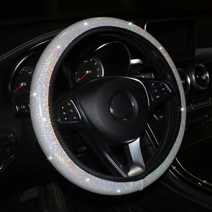 Bling Bling Diamond Rhinestones Car Steering Wheel Cover 37/38cm Auto Interior Accessories Women Case Car Styling Four Seasons