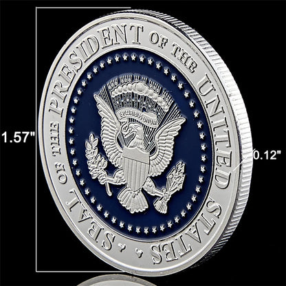 American 45th President Donald Trump Coin US White House The Statue of Liberty Silver Replica Coin Collection