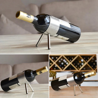 PEANDIM Creative Wine-bottle Holder Stainless Steel Wine Stand Bar Party Wine Rack Simple Household Red Wine Holder Ornaments