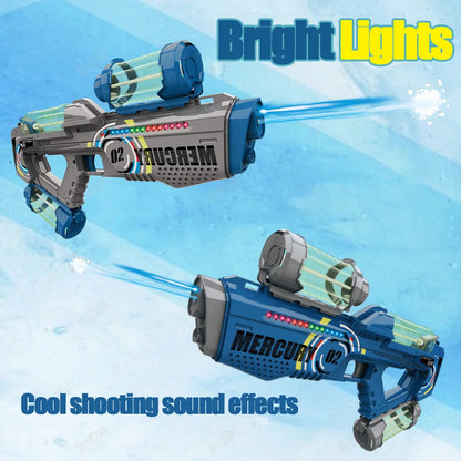 Summer Fully Automatic Electric Water Gun with Light Rechargeable Continuous Firing Party Game Kids Space Splashing Toy Boy Gift