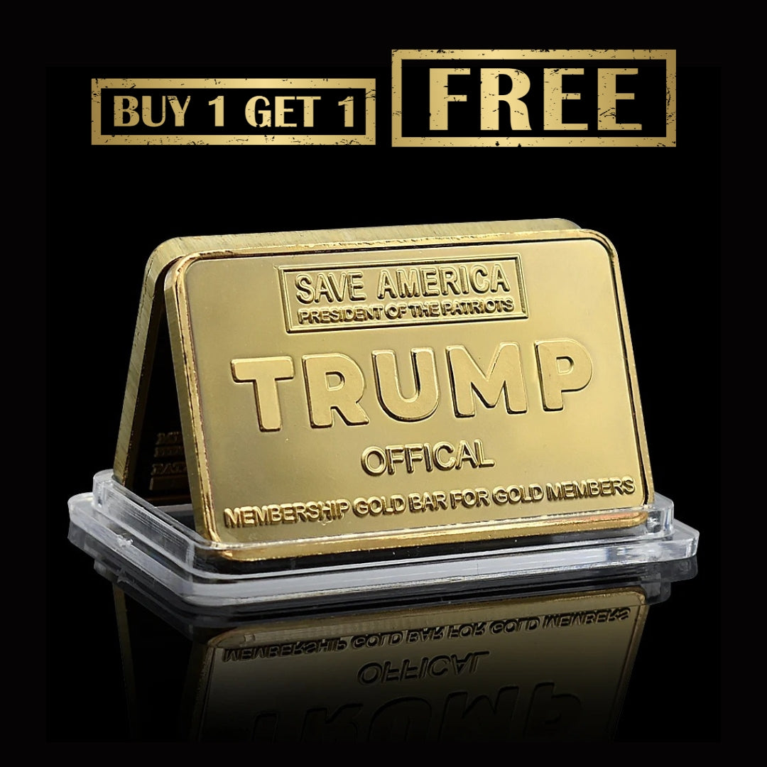 Official Trump 2024 Crad Gold Bar Style Challenge Medal Save America with Signature and Unique Number Collectibles